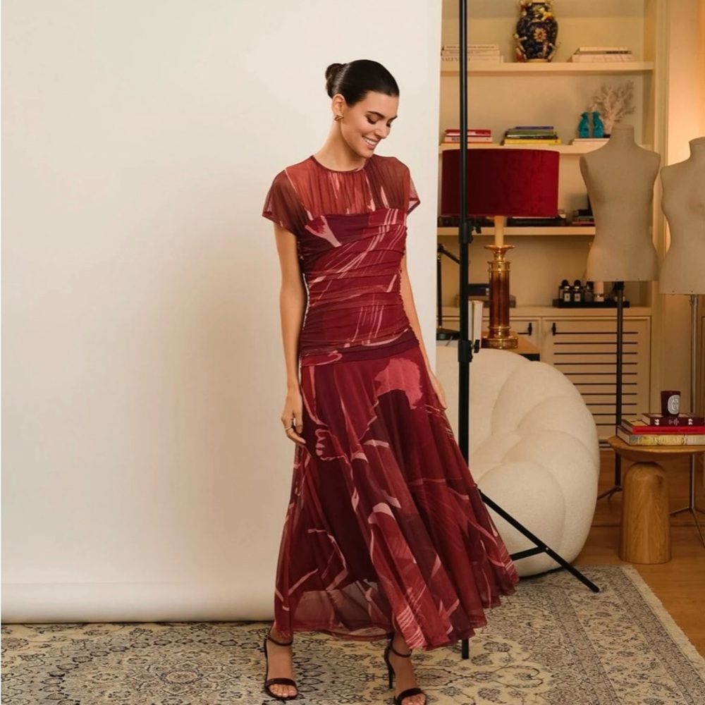 SEE IOU. Spanish style red maxi dress